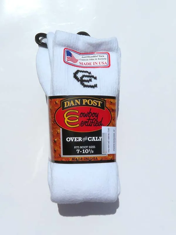 Dan Post DPCBC Mens Over The Calf Cowboy Socks White