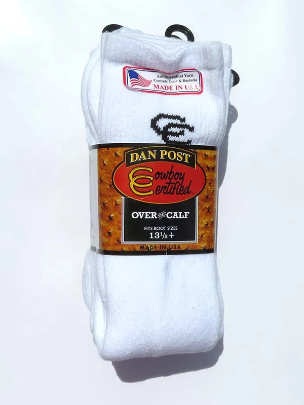 Dan Post DPCBC Mens Over The Calf Cowboy Socks White