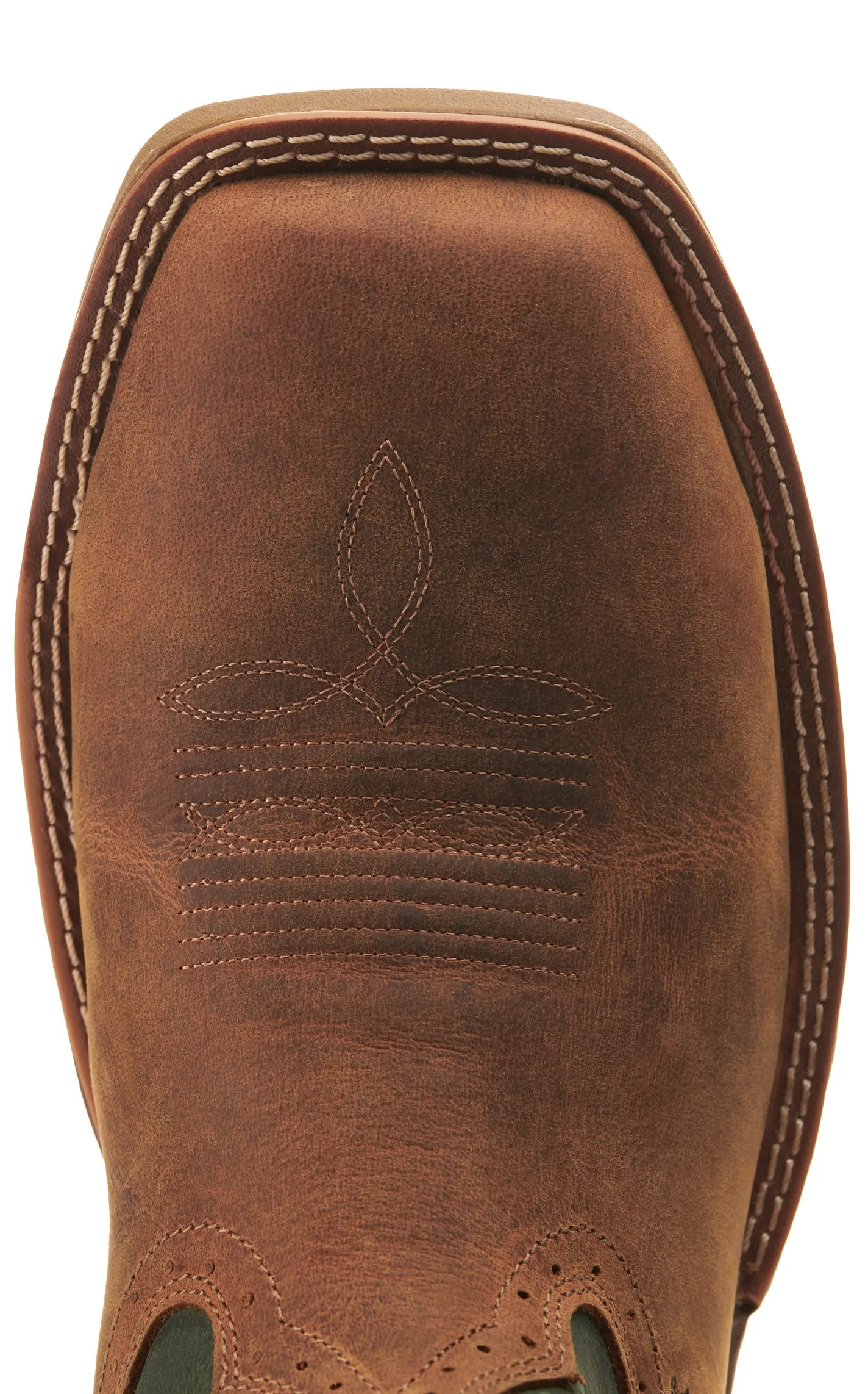 Double H Men's Tan and Evergreen Leather Square Composite Toe Work Boot