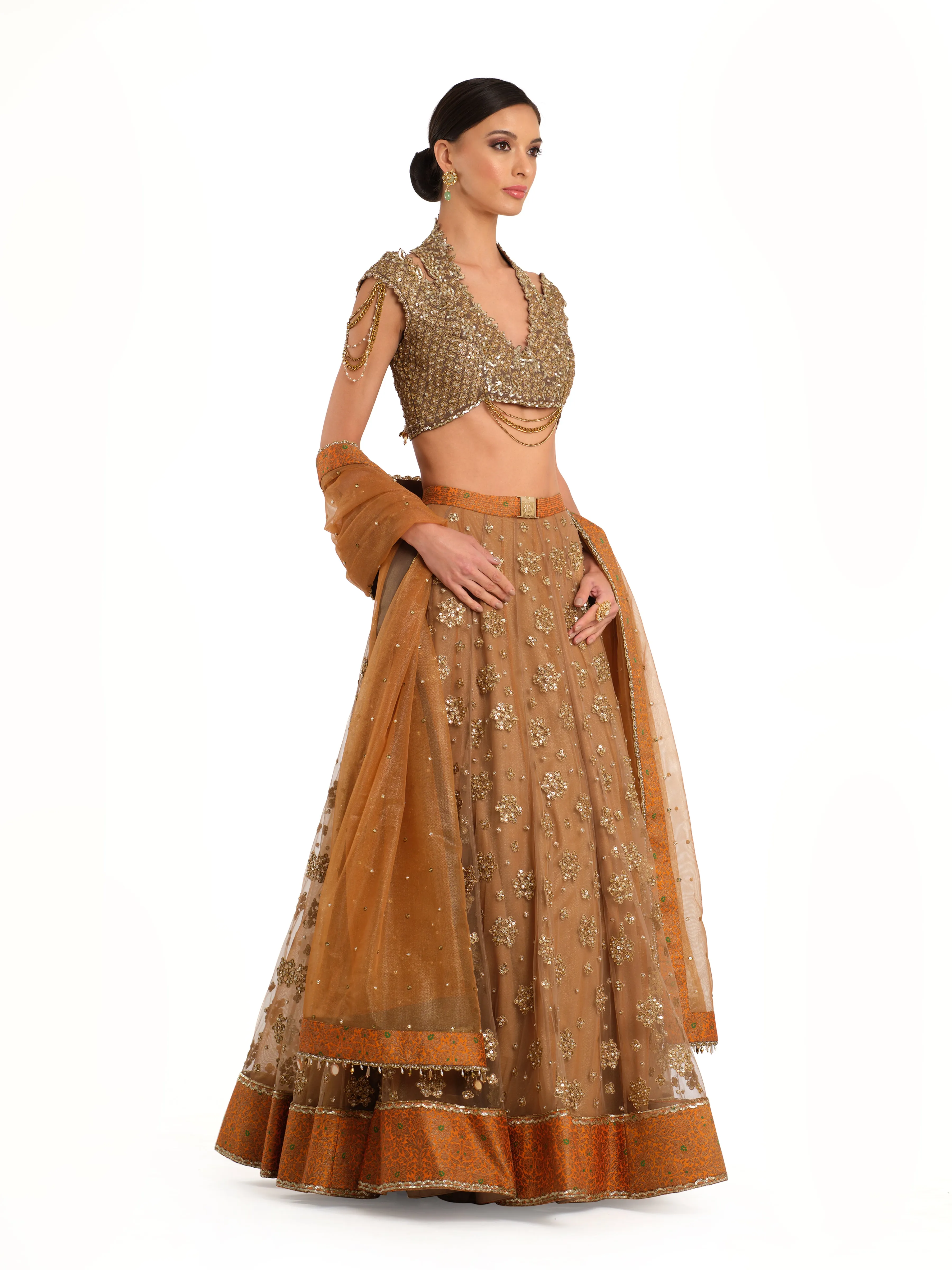 Embroidered Lehenga with Blouse and Dupatta