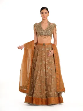 Embroidered Lehenga with Blouse and Dupatta