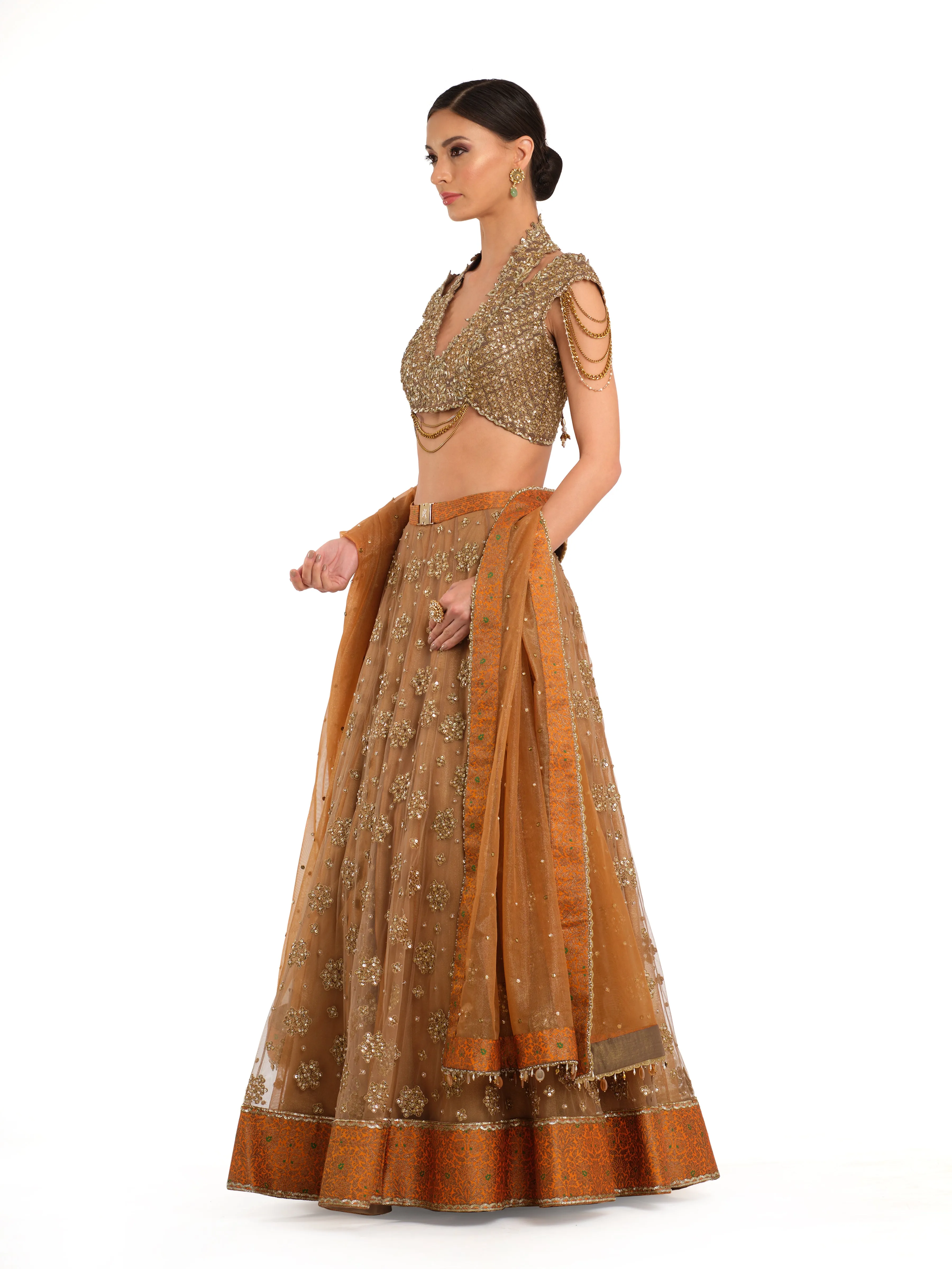 Embroidered Lehenga with Blouse and Dupatta