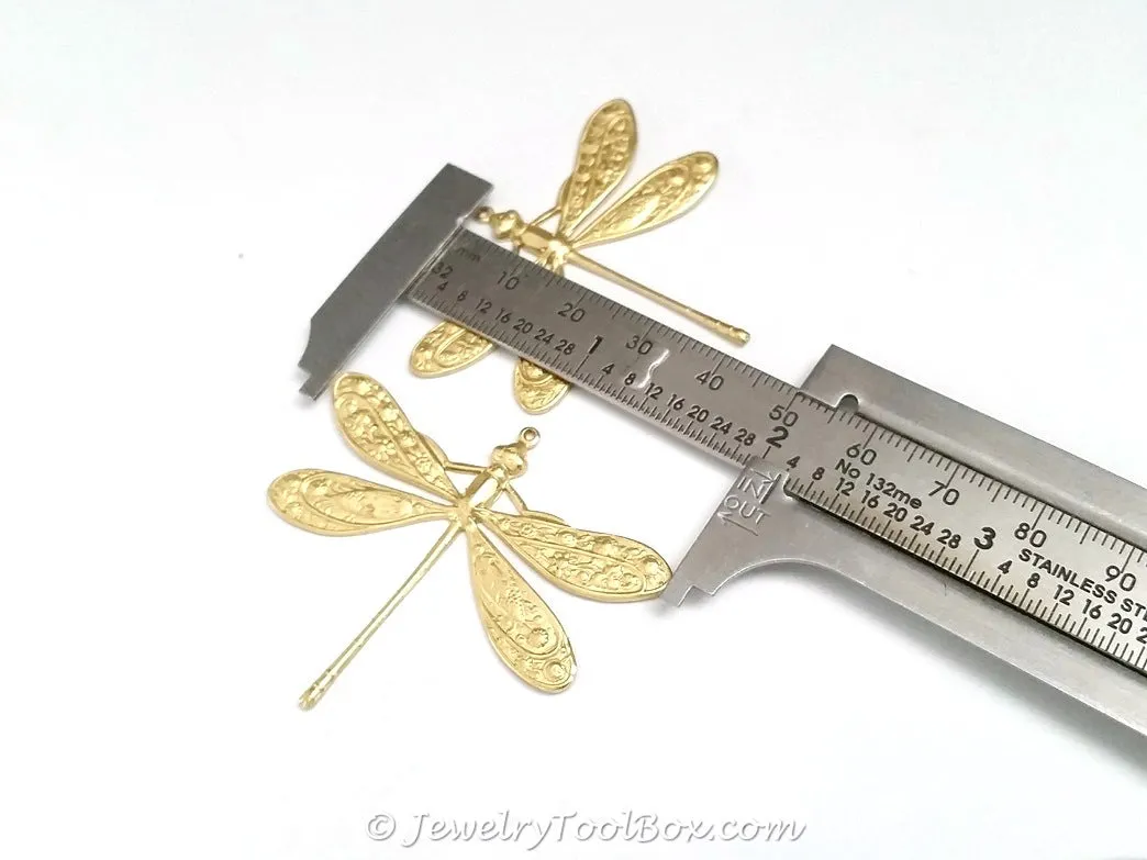 Extra Large Dragonfly Charm, 1 Loop, Brass, Lot Size 2, #07R