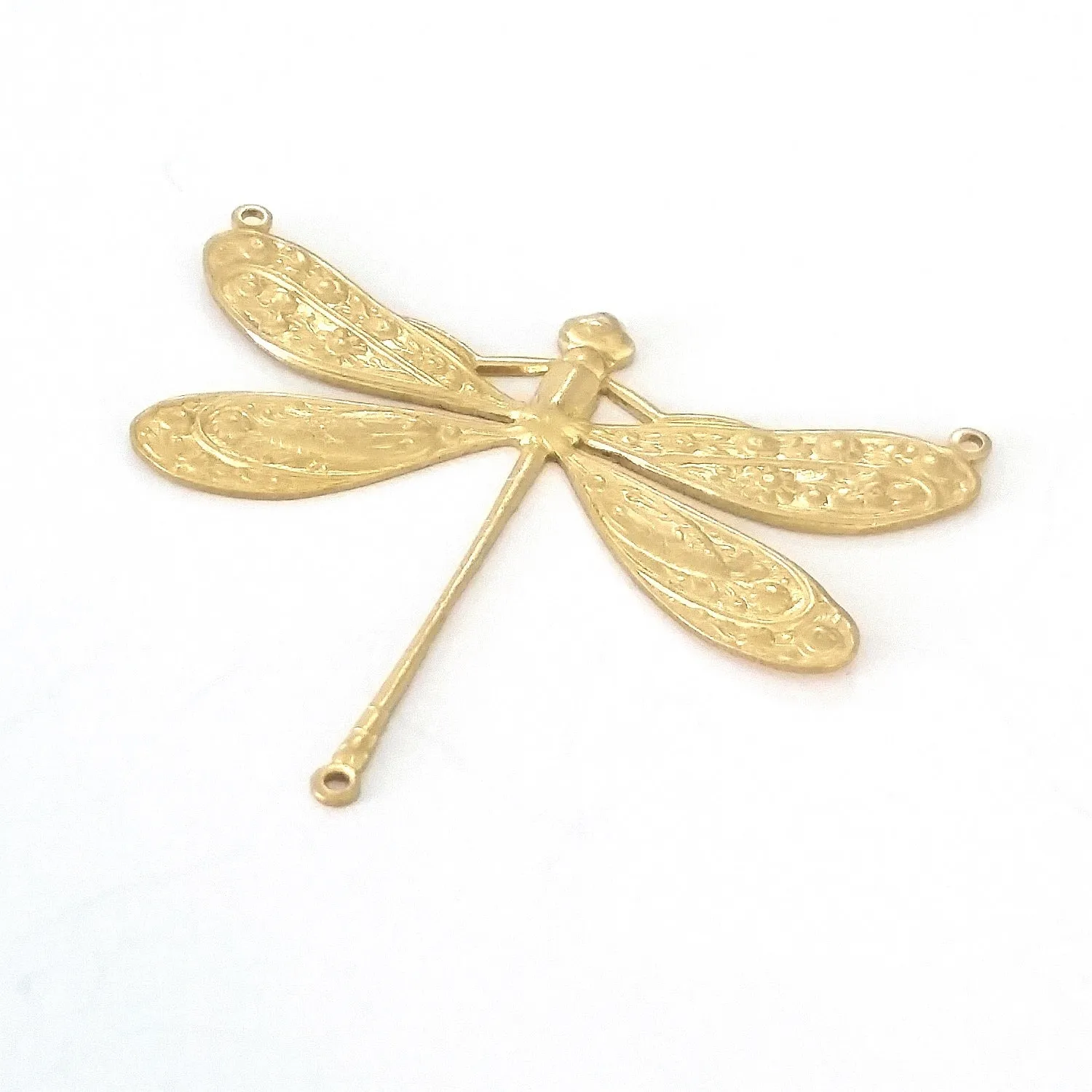 Extra Large Dragonfly Pendant Connector Charm, 3 Loop, Brass, Lot Size 2, #13R