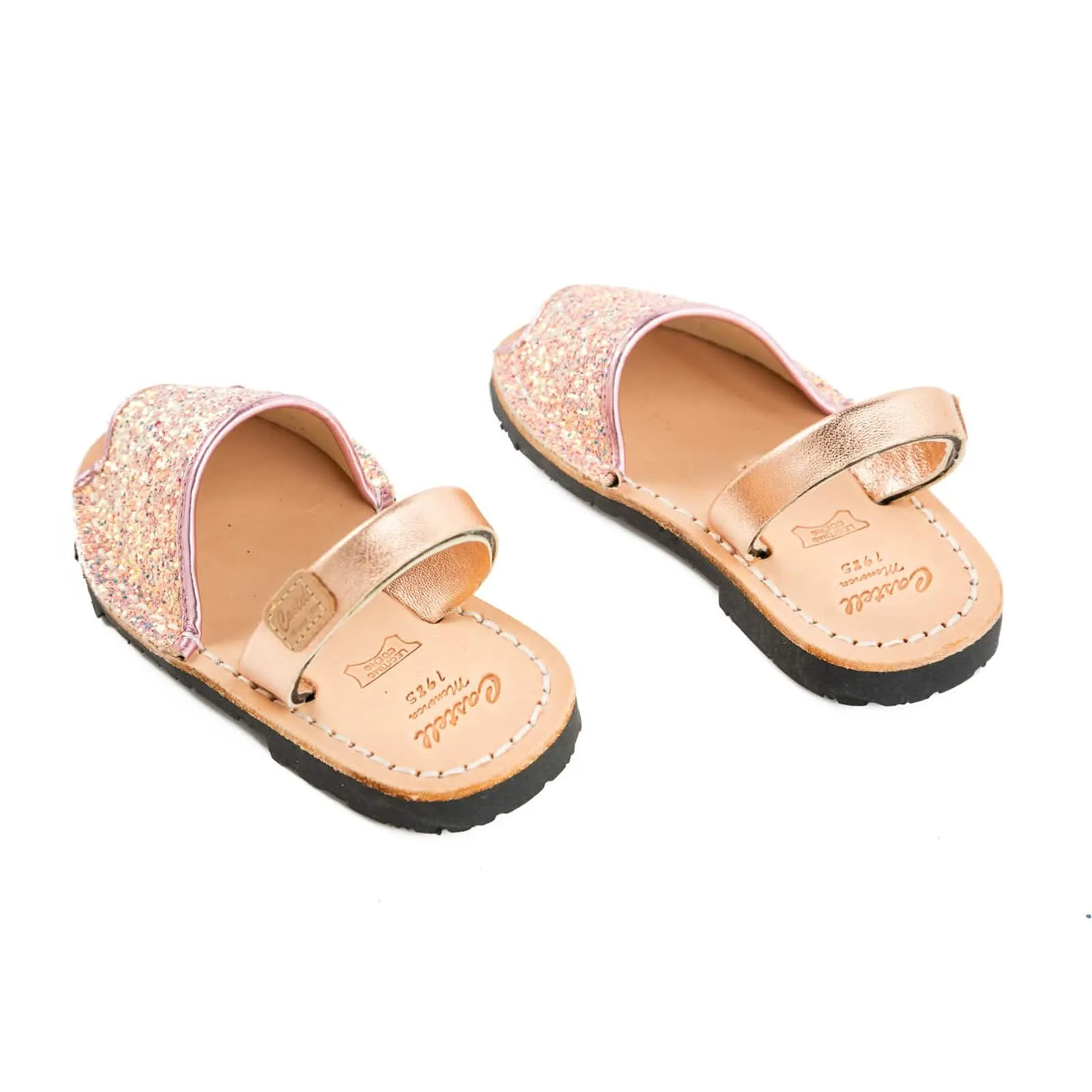 Glittery Leather Menorcan Sandal For Kids - Iker 1097R Strech