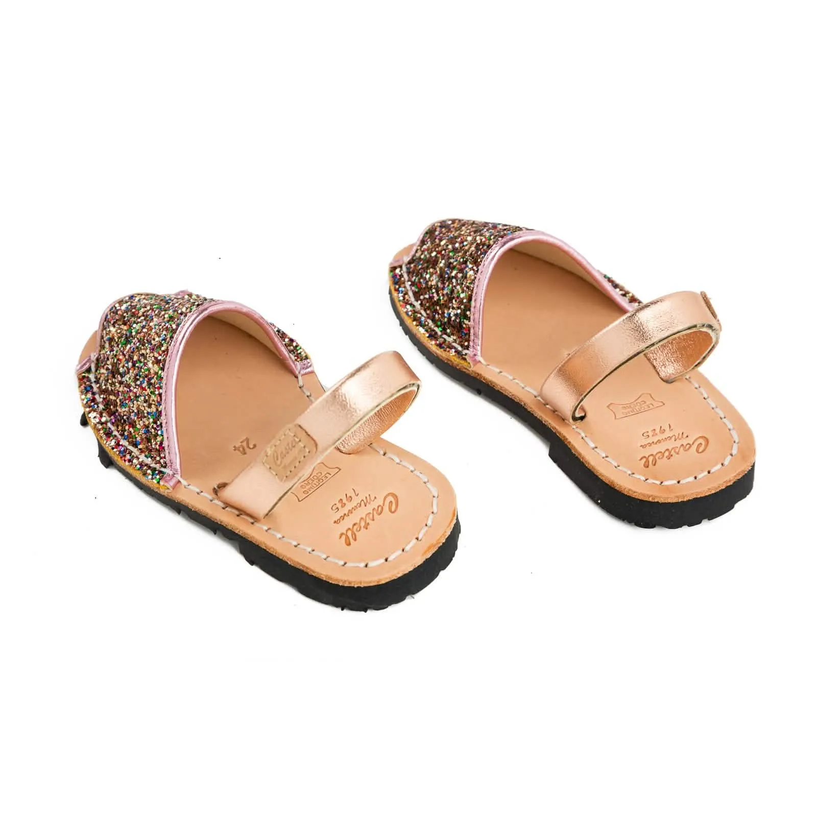 Glittery Leather Menorcan Sandal For Kids - Iker 1097R