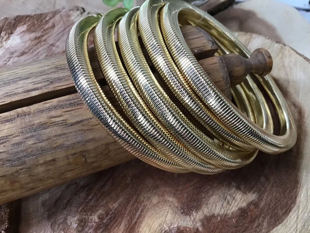 Gold 5 Stack Stretch Bracelets