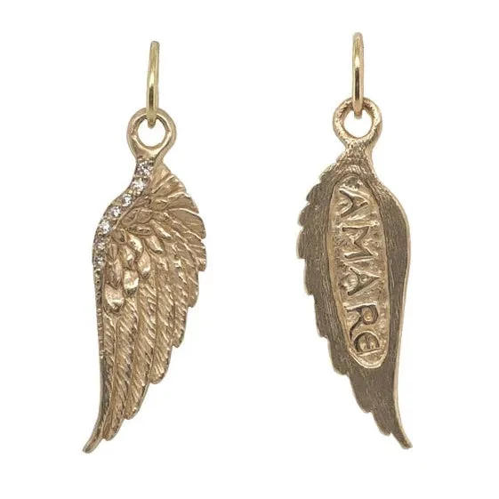 Gold Amare Feathered Wing Charm