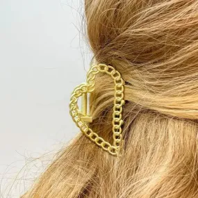 Gold Chain Heart Claw Clip