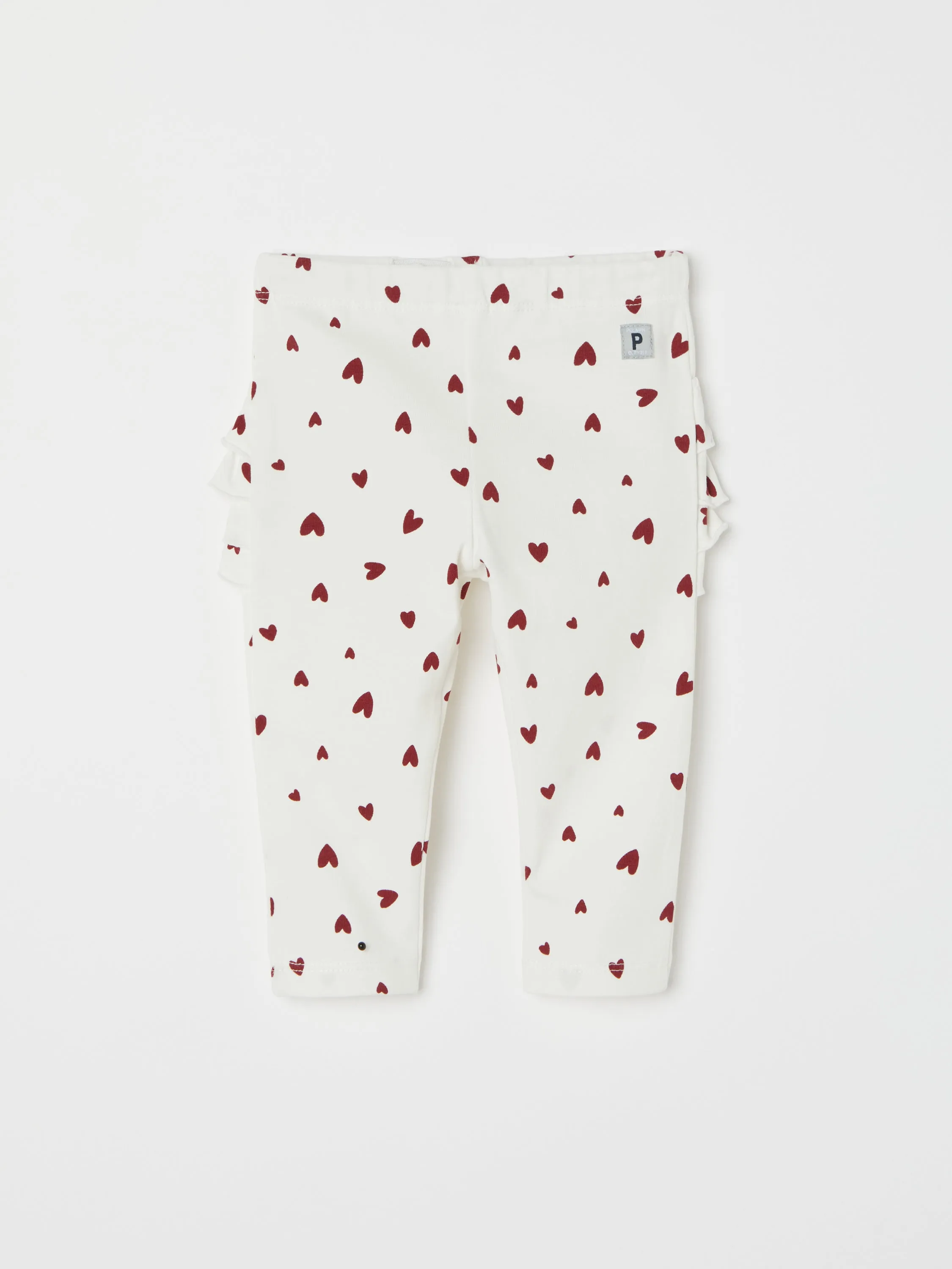 Heart Print Ruffled Baby Leggings