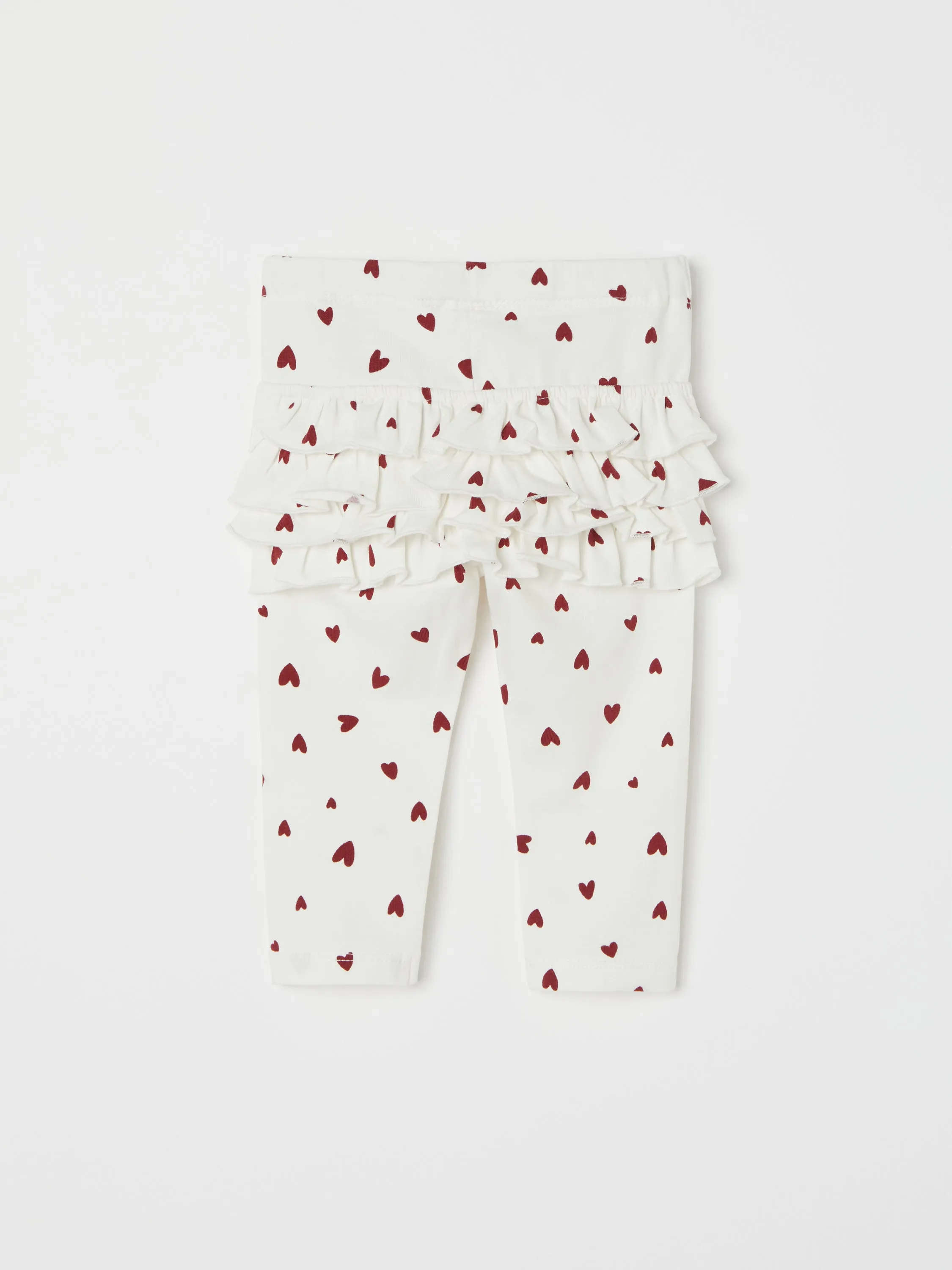 Heart Print Ruffled Baby Leggings