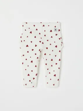 Heart Print Ruffled Baby Leggings