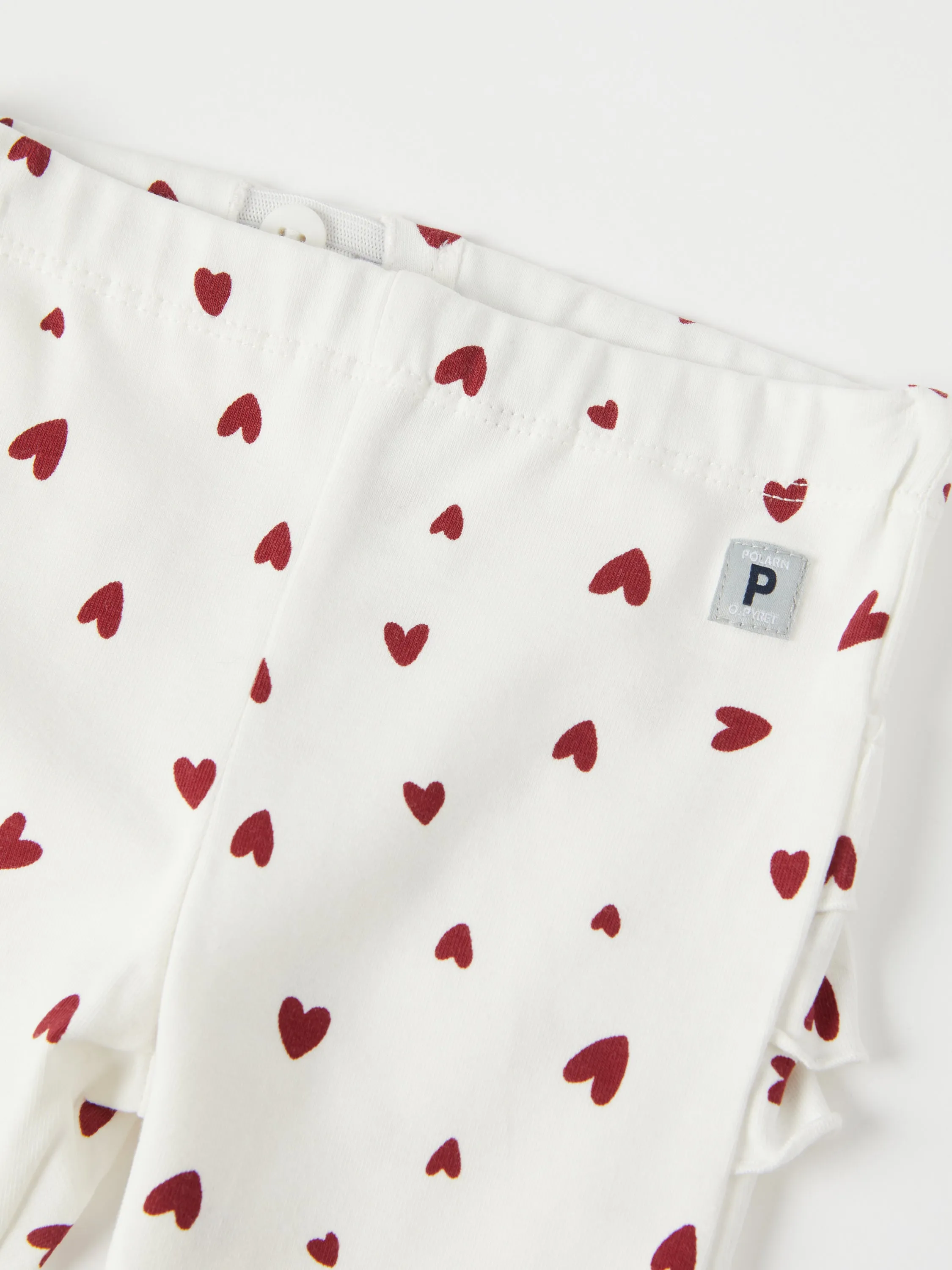 Heart Print Ruffled Baby Leggings