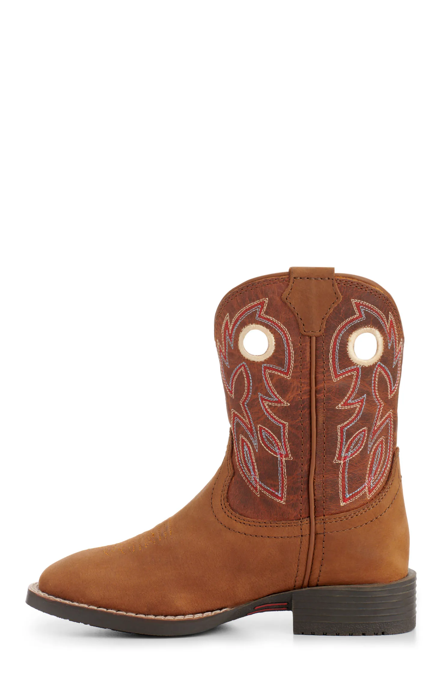 Justin Kids Bowline Junior Brown and Sunset Brown Wide Square Toe Cowboy Boots