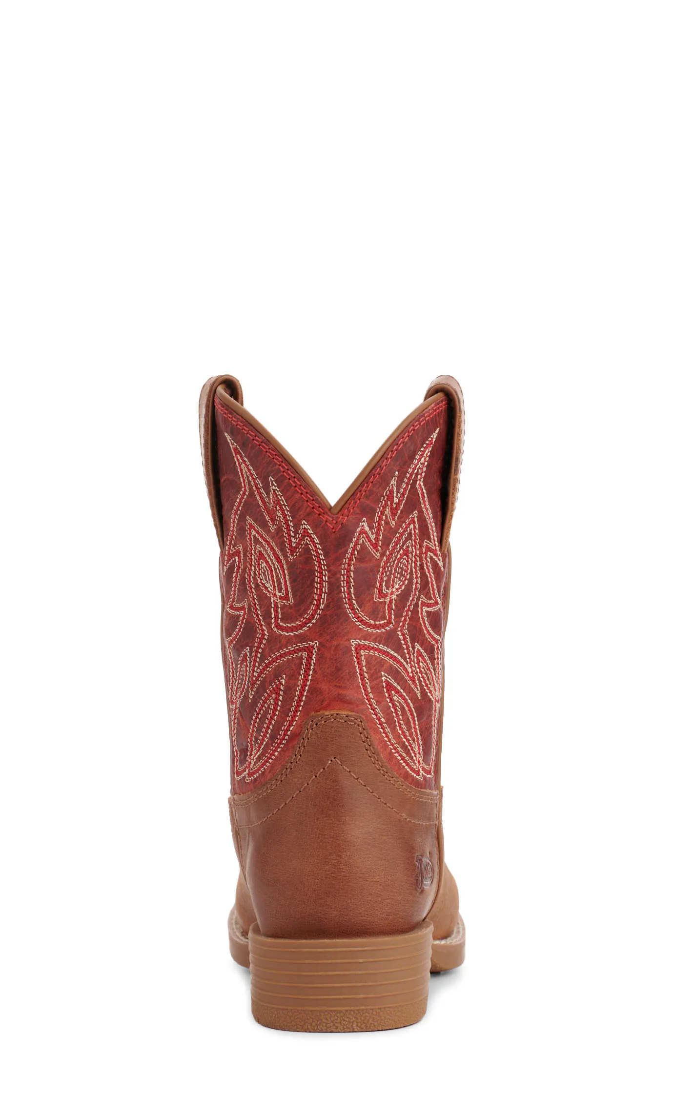 Justin Youth Canter Junior Cognac and Fire Red Wide Square Toe Cowboy Boots