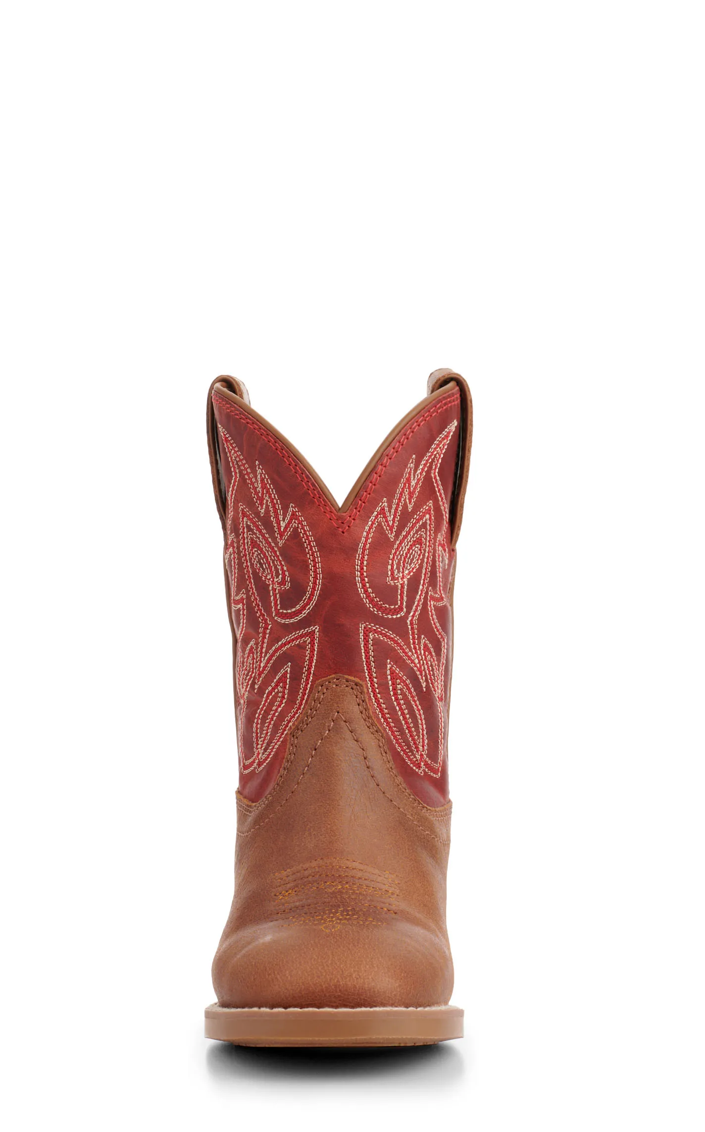 Justin Youth Canter Junior Cognac and Fire Red Wide Square Toe Cowboy Boots