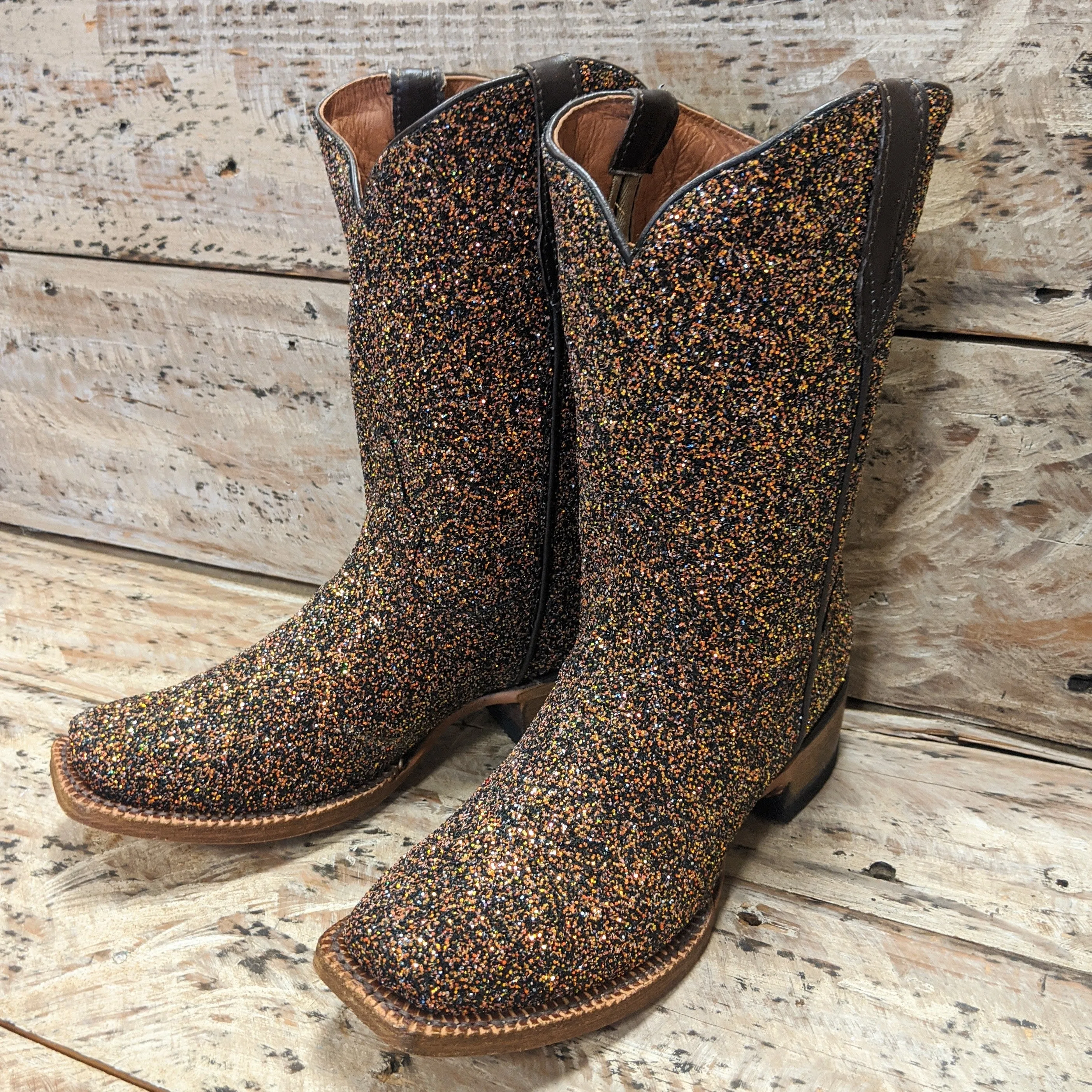 **Kids* Cinderella Cowgirl Brown Glitter Boots