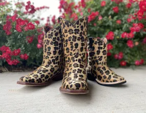 Kids Leopard Hair Blunt Toe Boot