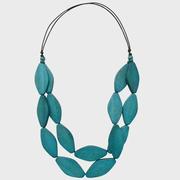 Lotusfeet Leaf Cut Denim Blue Necklace