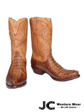 Lucchese HL1004.54 Mens Heritage Hornback Tail Caiman Boots Tan Burnished - D