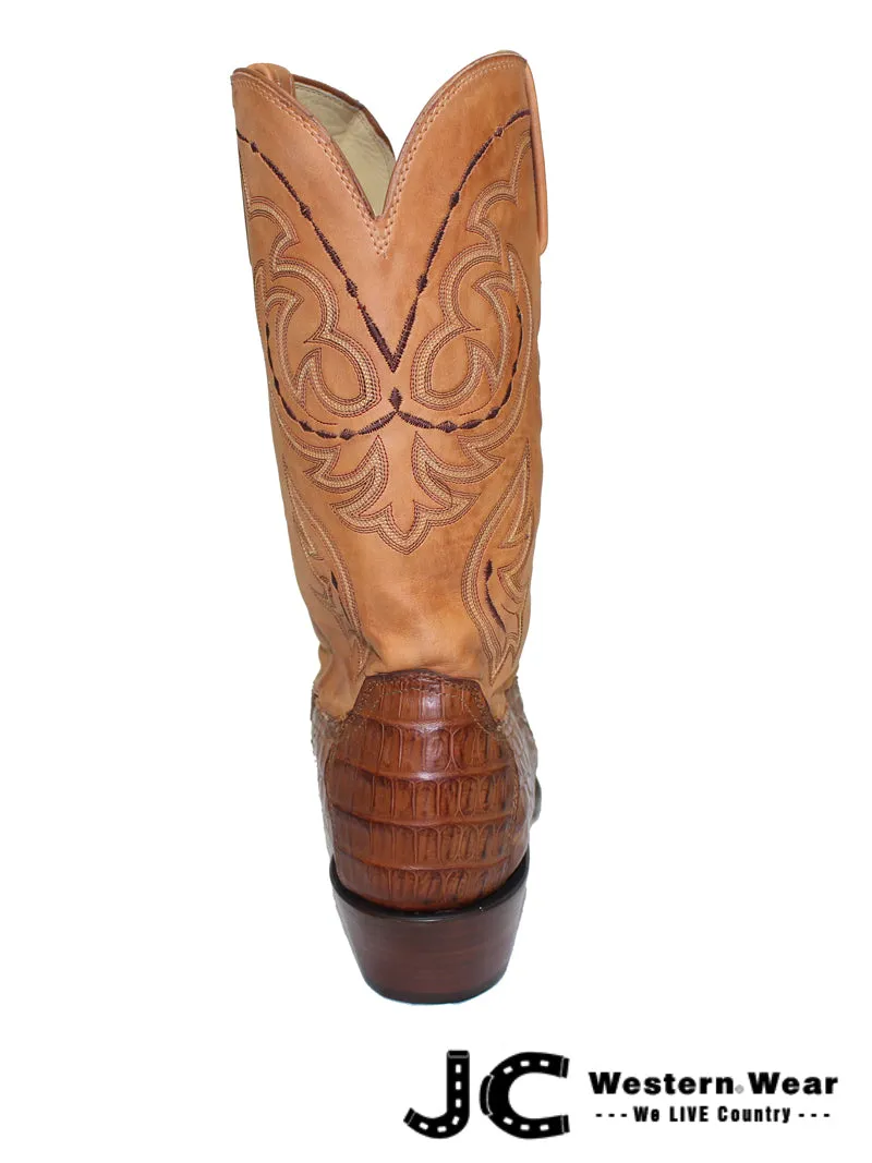 Lucchese HL1004.54 Mens Heritage Hornback Tail Caiman Boots Tan Burnished - D