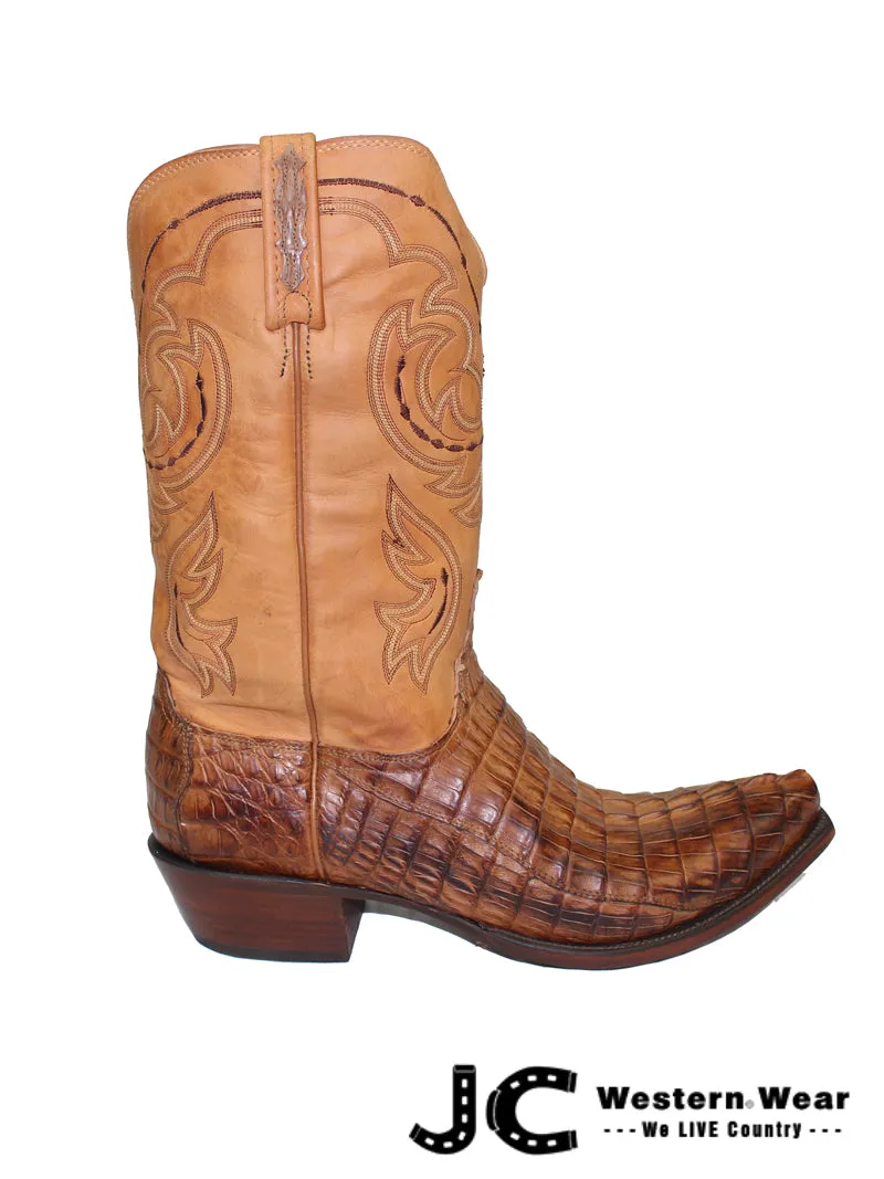 Lucchese HL1004.54 Mens Heritage Hornback Tail Caiman Boots Tan Burnished - D