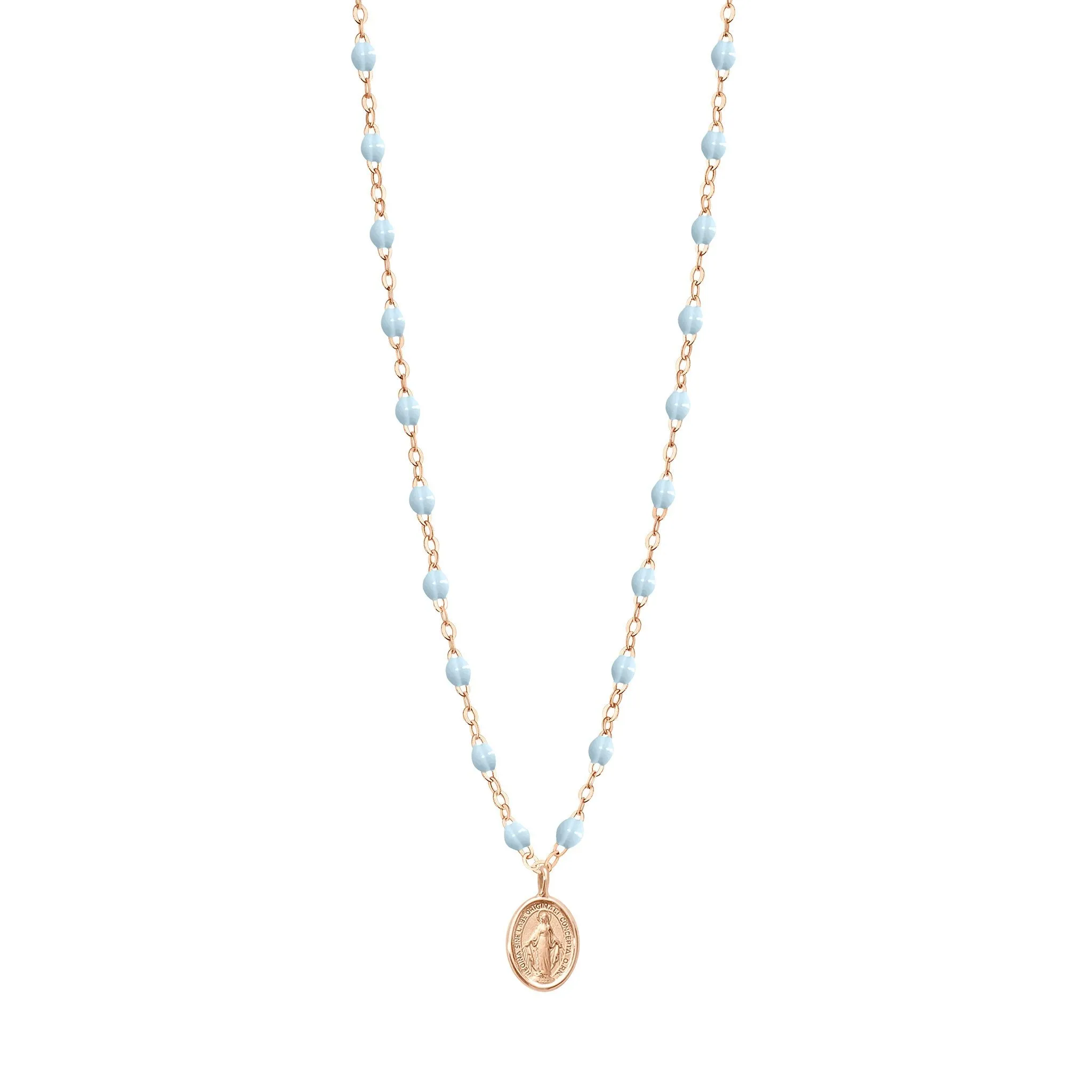 Madone Charm Classic Gigi Baby Blue necklace, Rose Gold, 16.5