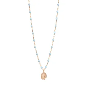 Madone Charm Classic Gigi Baby Blue necklace, Rose Gold, 16.5