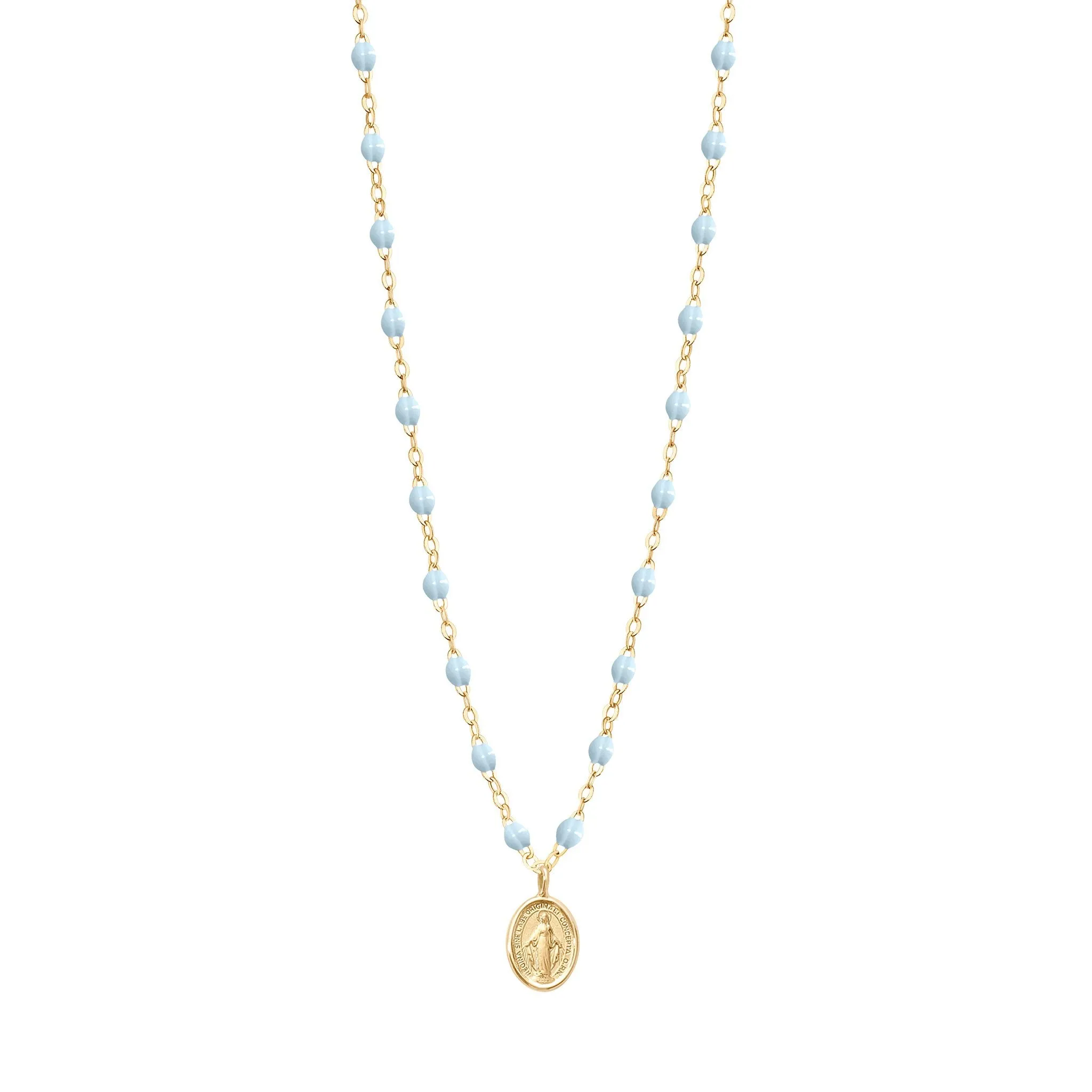 Madone Charm Classic Gigi Baby Blue necklace, Yellow Gold, 16.5