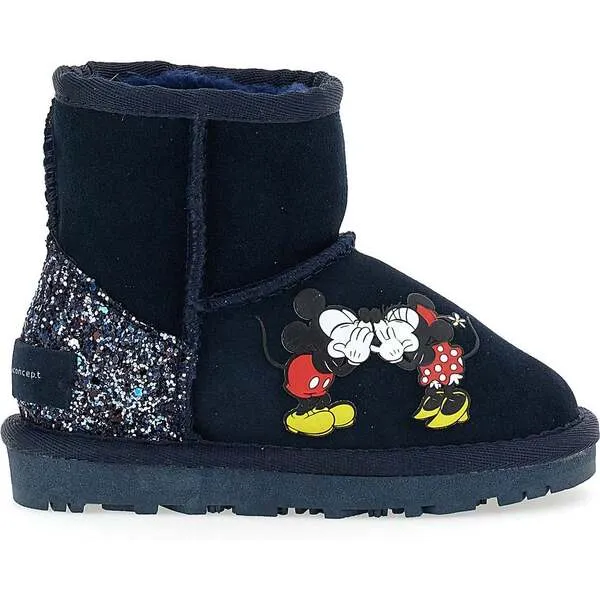 Master of Arts Mickey + Minnie Glitter Tab Winter Boots, Navy