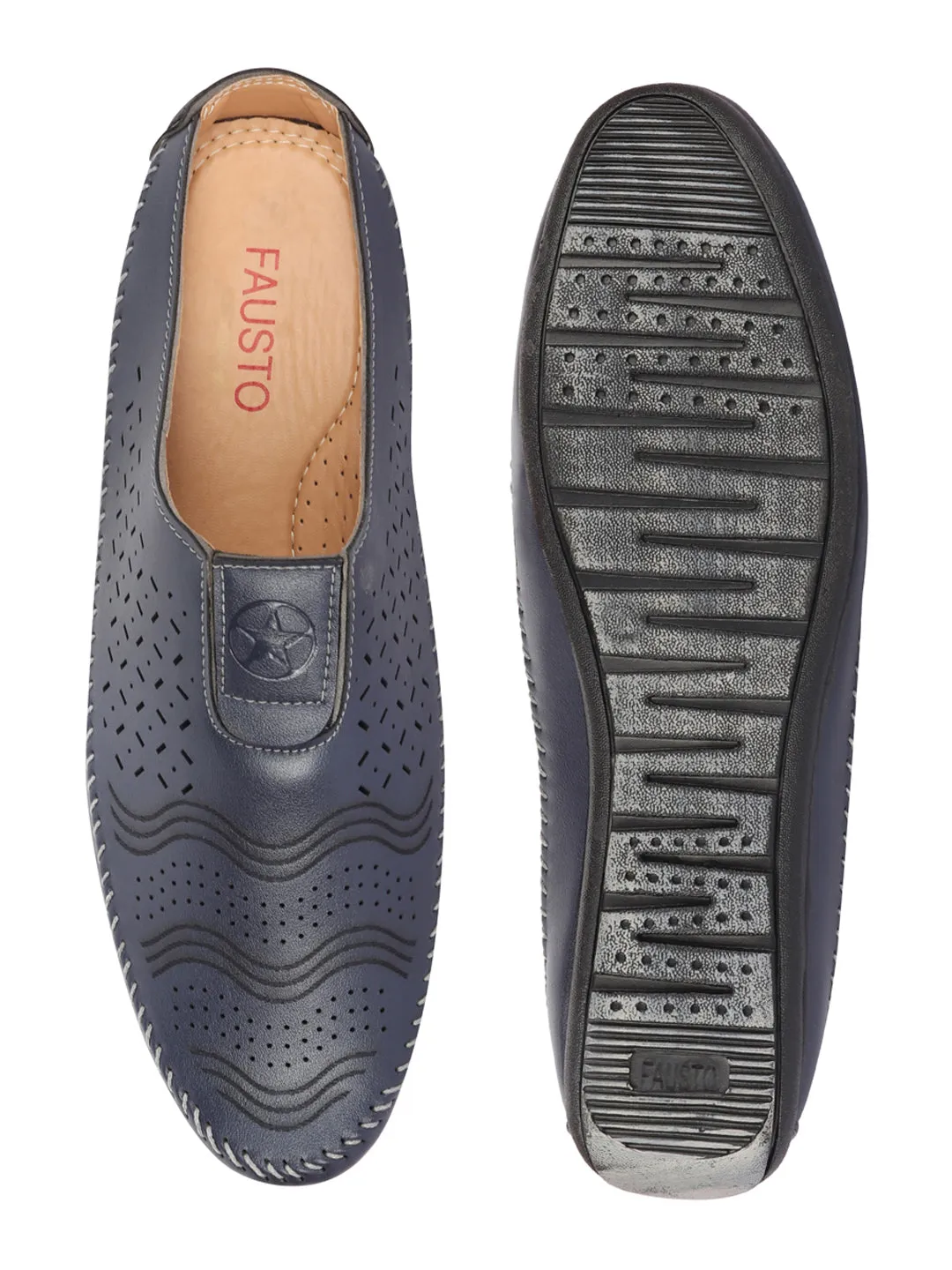 Men Blue Ethnic Slip-On Juttis