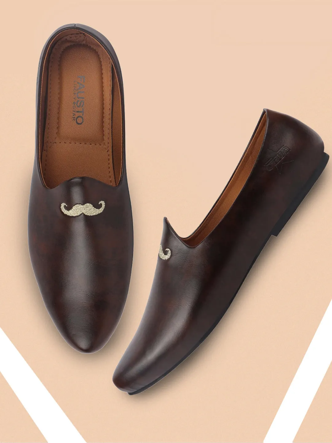 Men Brown Ethnic Slip-On Juttis