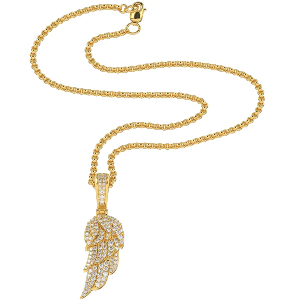 Micro Diamond Wing Necklace Pendant & Cable Chain