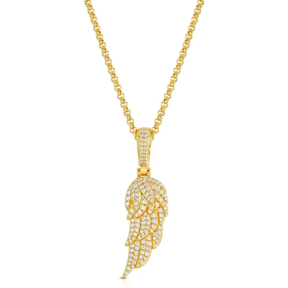 Micro Diamond Wing Necklace Pendant & Cable Chain