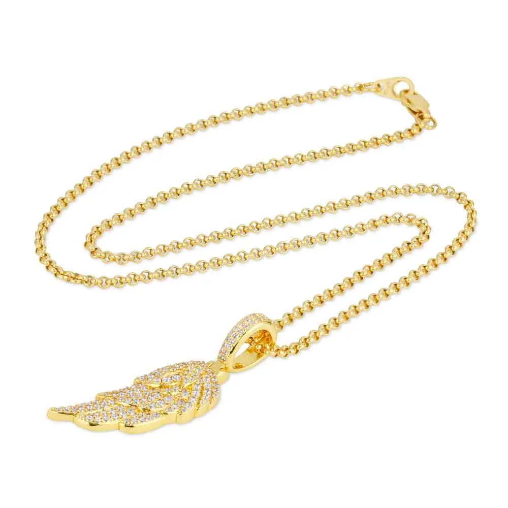 Micro Diamond Wing Necklace Pendant & Cable Chain