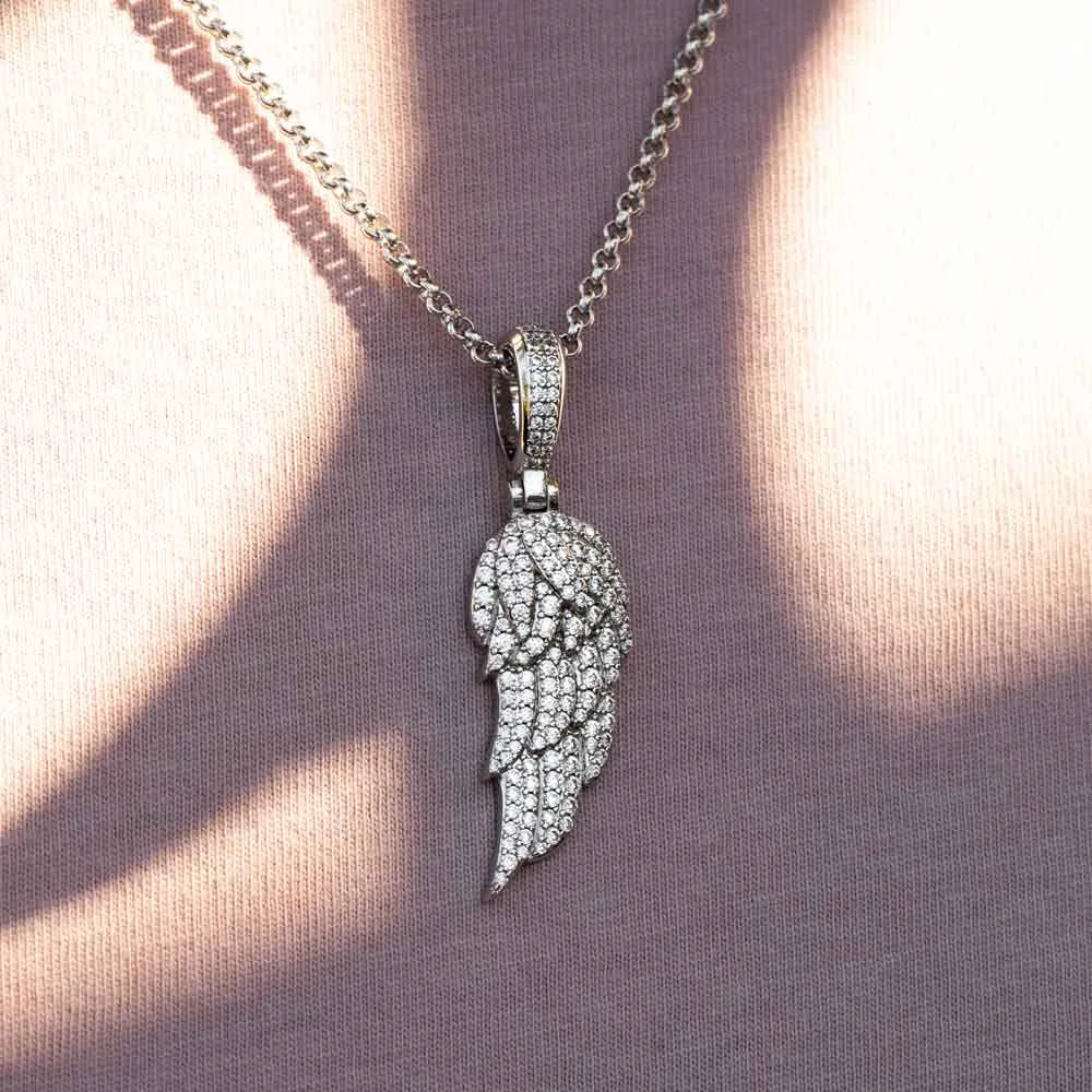 Micro Diamond Wing Necklace Pendant & Cable Chain