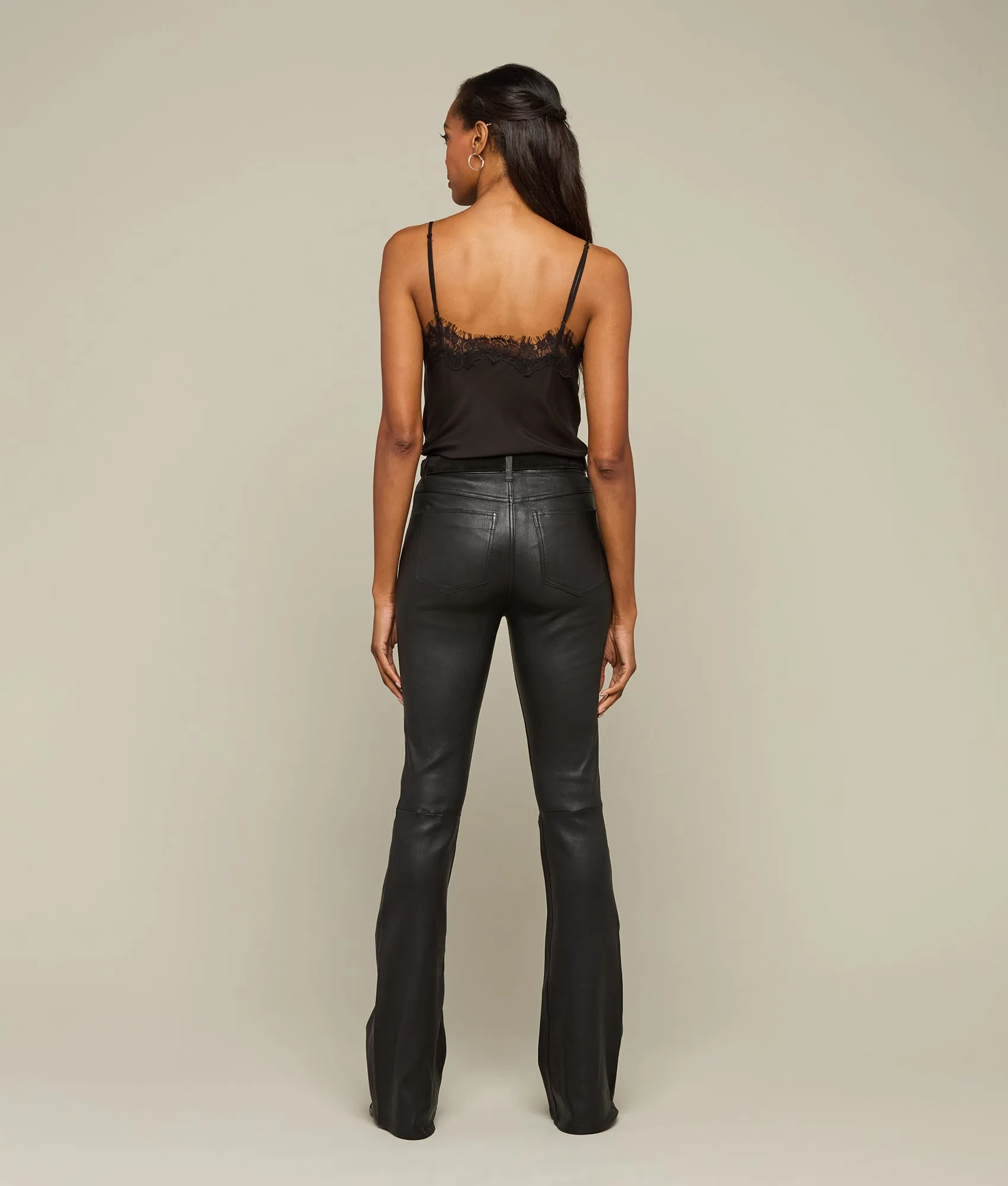 Micro Flare Leather Leggings :: Black