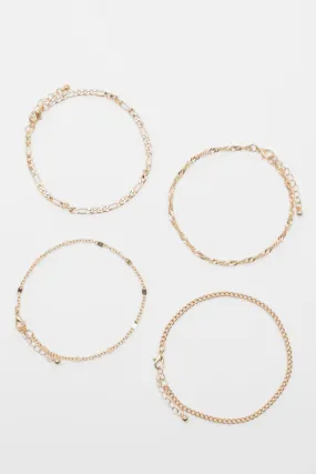 Mix Chain 4 Pack Anklets