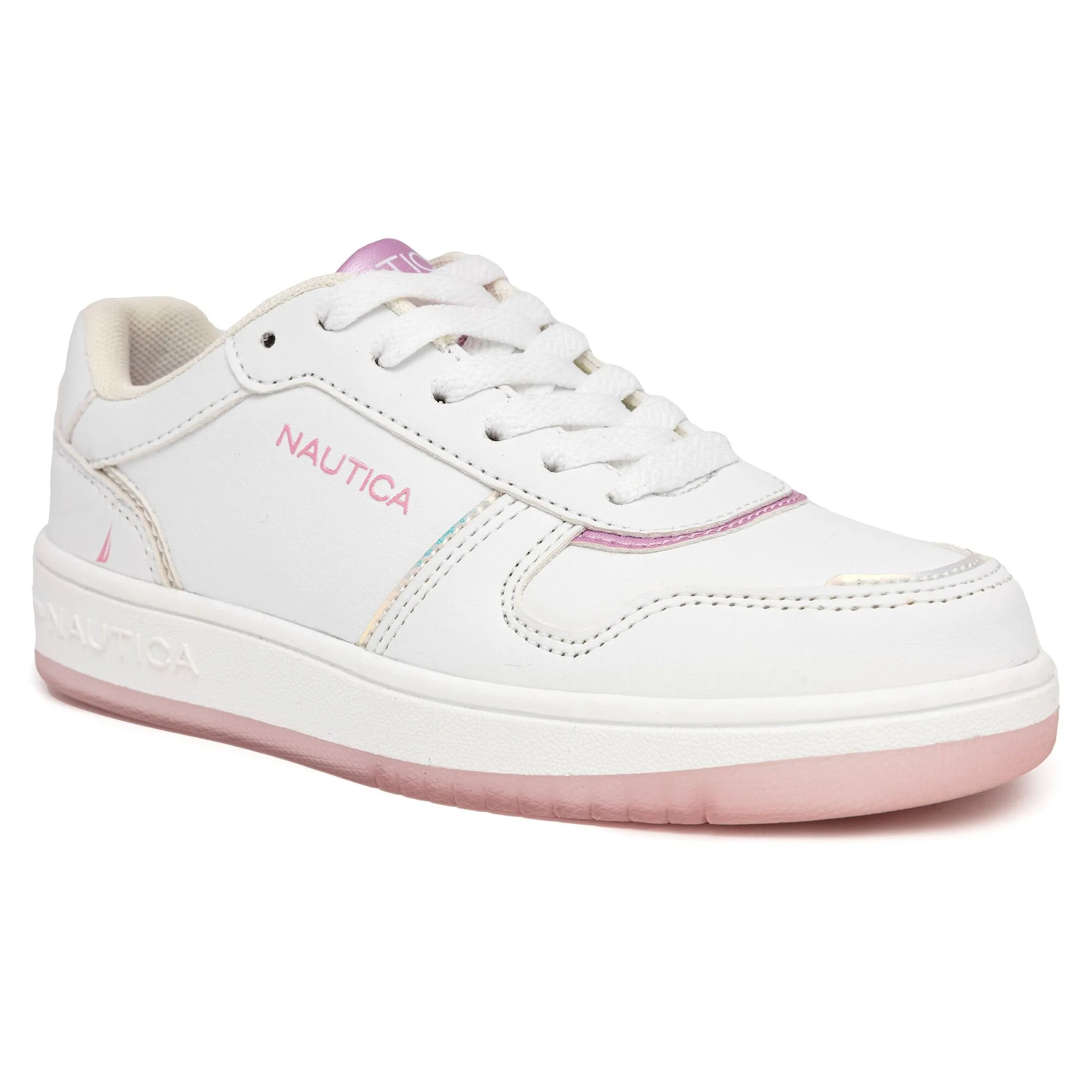 Nautica Girls' Logo Lace-Up Sneaker Bright White