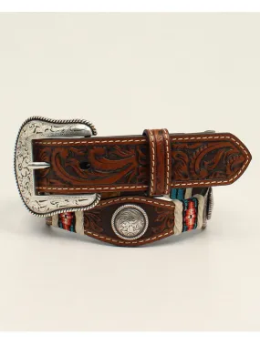 Nocona N4441008 Kids Flower Embossed Round Concho Belts Tan - B