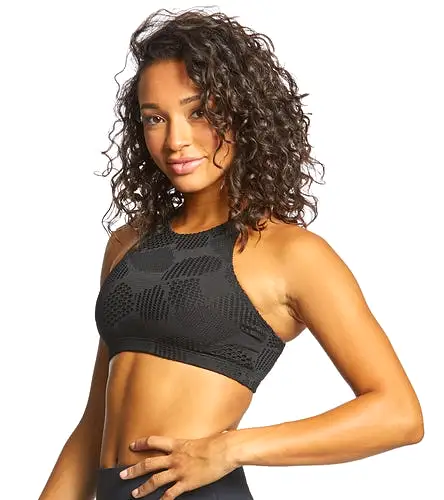 Onzie Heart Yoga Sports Bra Black Honeycomb