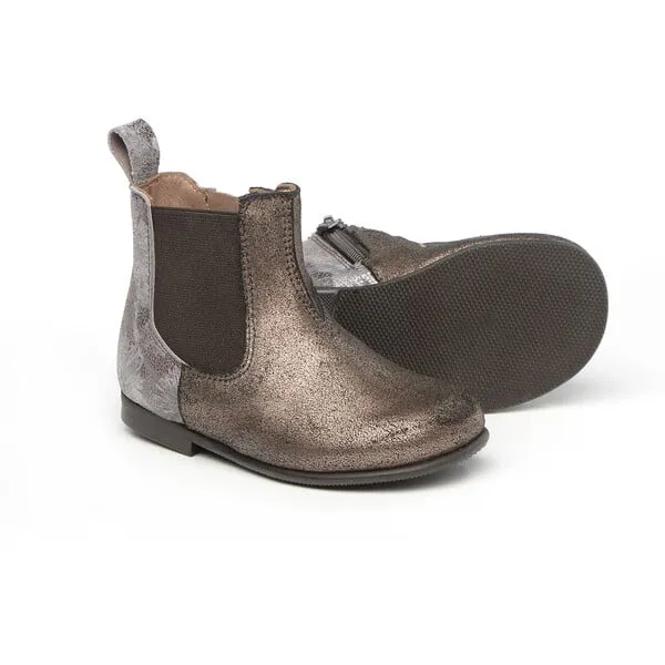 Pepe Shoes Ankel Boots In Laminated Leather, Copper