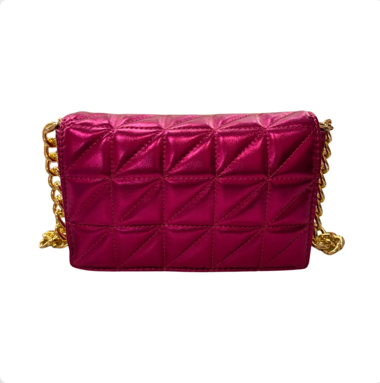 Pink Metallic Purse/Gold Chain