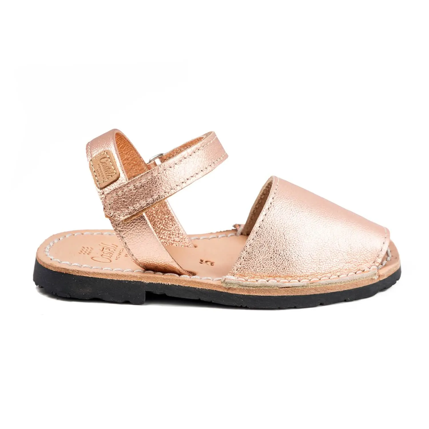 Plain Leather Menorcan Sandal For Kids - Iker 1002 Metallic