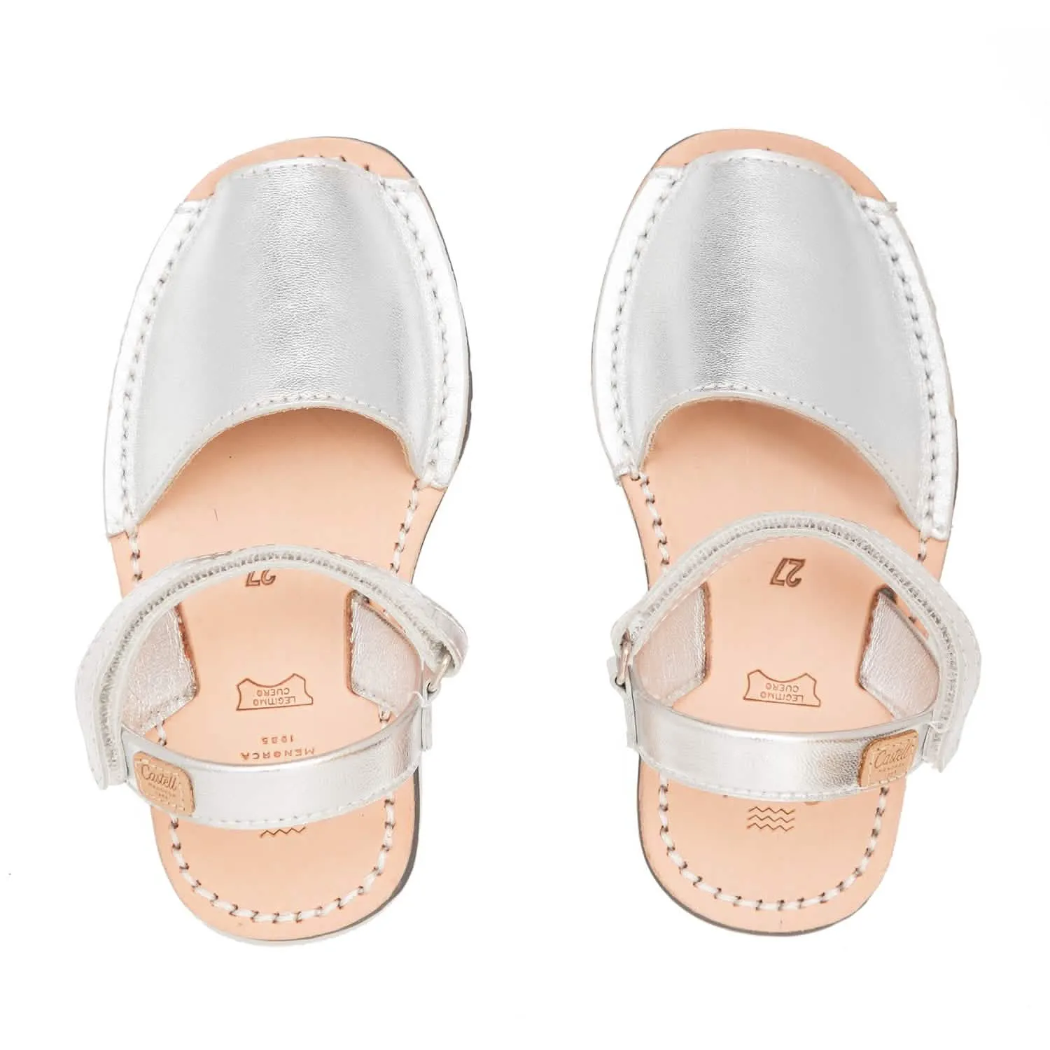 Plain Leather Menorcan Sandal For Kids - Iker 1002 Metallic