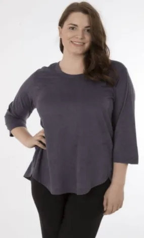 Plus Size 3/4 Sleeve Vegan Suede Top