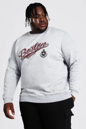 Plus Size Boston Varsity Print Sweatshirt