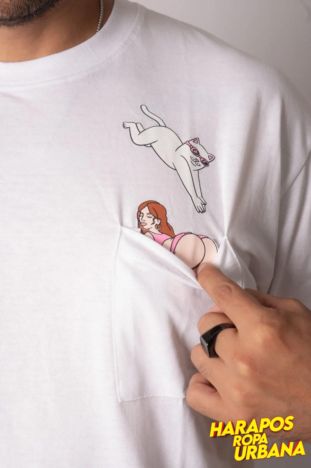 Polera oversize puma ripndip mujer bolsillo blanca