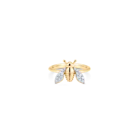 Queen Bee Gold Diamond Pinky Ring