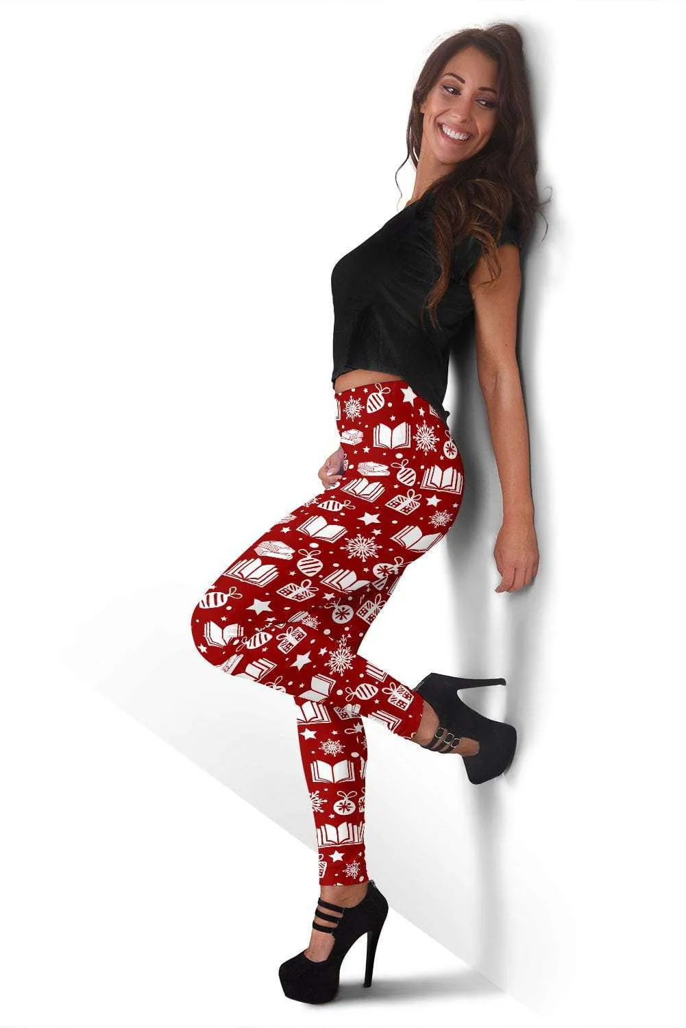 Red Bookish Christmas Women's Leggings